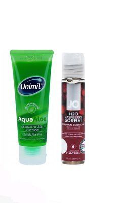 Набір лубрикантів Unimil Aloe 80 мл + System JO H2O Raspberry Sorbet (30 мл) LB160 фото