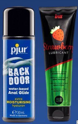 Набір лубрикантів pjur backdoor Comfort water glide 30 мл + Intt Strawberry (100 мл) LB379 фото