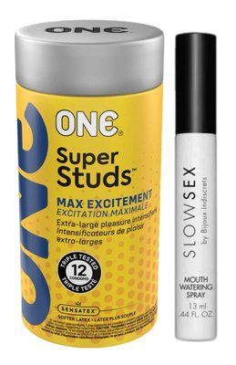 Комплект 12 шт ONE Super Studs + Спрей для посилення слиновиділення Bijoux Indiscrets Slow Sex Mouthwatering spray SOS6192 фото