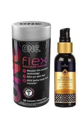 ONE Flex 10 шт. + Смазка на водной основе Sensuva Natural Water-Based Salted Caramel (57мл) SOS6393 фото