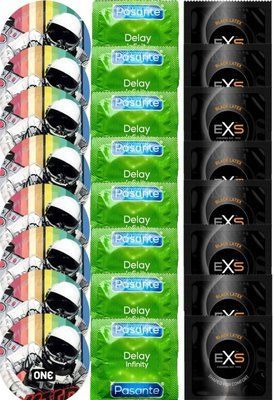 Набір 24 шт ONE Extreme Ribs + Delay Infinity + EXS Black Latex SOS7424 фото