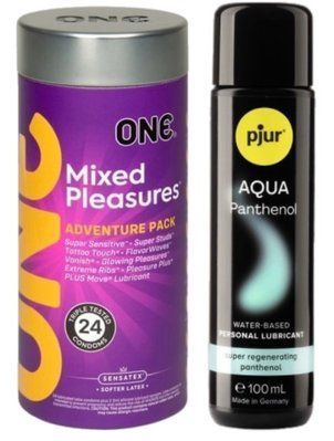 Комплект ONE Mixed Pleasures 24 шт + Pjur Aqua Panthenol 100 мл SOS12990 фото
