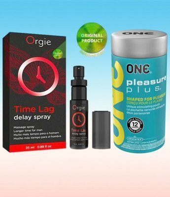 Пролонгатор для чоловіків Time Lag, 25 мл. ORGIE + ONE Pleasure Plus 12 шт SOS6673 фото