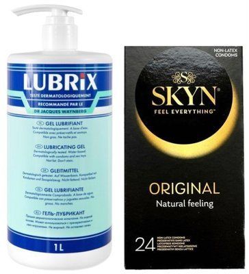 Набор из Лубриканта на водной основе Lubrix (1 л) + SKYN ORIGINAL 24 шт SOS8819 фото
