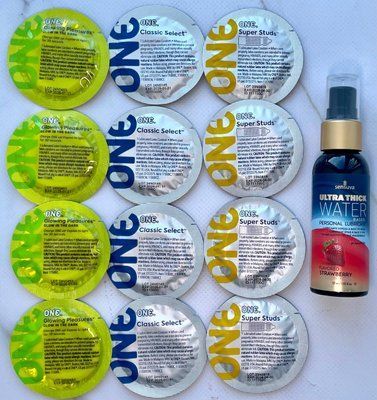 набір 12 штук ONE Super Studs, Glowing Pleasures, Classic + Sensuva Natural Ultra-Thick Water-Based Strawberry (57 мл) SOS3921 фото