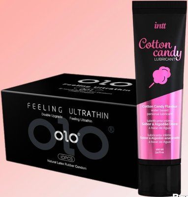 Набір OLO - ультратонкі -001 ( 10 штук) + Лубрикант Intt Cotton Candy (100 мл) SOS4535 фото