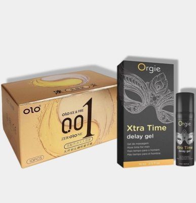 OLO 0.01 Ice Durable Gold 10 шт + Пролонгатор X-TRA TIME, 15 мл ORGIE SOS5944 фото