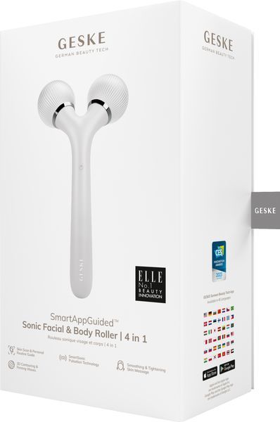 Електронний ультразвуковий ролик для обличчя та тіла GESKE Sonic Facial&Body Roller 4в1 white HB0039 фото