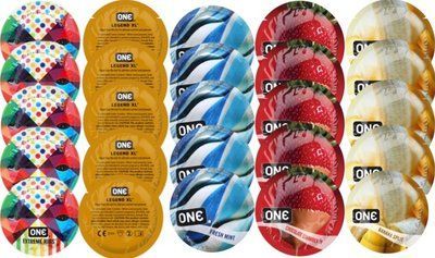Набор с 25 шт One Extreme ribs + ONE Legend XL + ONE Fresh Mint + ONE Chocolate Strawberry + ONE Banana Split SOS8268 фото
