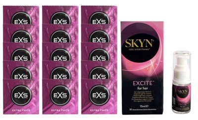 Комплект EXS Extra Thick 15 шт + SKYN Excite Orgasmic Gel for Her, 15 мл SOS14683 фото