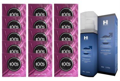 Комплект EXS Extra Thick 15 шт + SHS Penilarge Gel SOS14733 фото