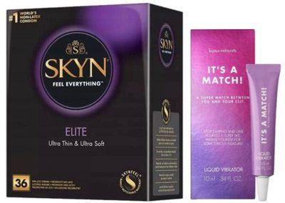 Набор из SKYN Elite 36 шт + Жидкий вибратор Bijoux Indiscrets Clitherapy Liquid Vibrator &ndash; IT'S A MATCH SOS10229 фото