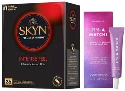 Набор из SKYN Intense Feel (36 шт) + Жидкий вибратор Bijoux Indiscrets Clitherapy Liquid Vibrator &ndash; IT'S A MATCH SOS9829 фото