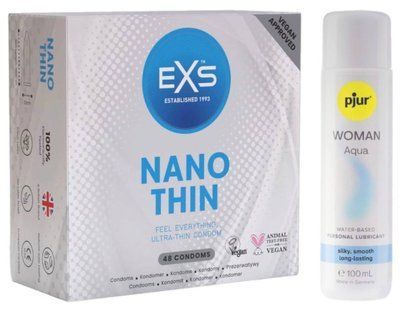Набір EXS NANO Thin (48 шт) + pjur Woman Aqua 100 мл SOS13540 фото