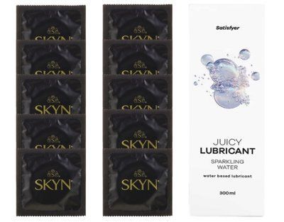 Комплект SKYN Original 10 шт. + Лубрикант Satisfyer Juicy Lubricant Sparkling Water 300 мл SOS12640 фото