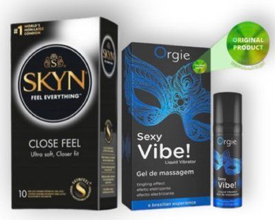 SKYN Close Feel 10 штук + SEXY VIBE для чутливих, 15 мл ORGIE SOS6774 фото