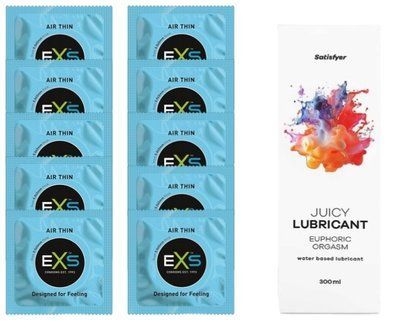 Набір: EXS Air Thin 10 шт. + Satisfyer Лубрикант Euphoric Orgasm 300 мл SOS11182 фото
