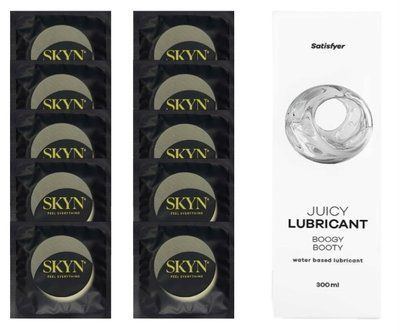 Комплект SKYN Pina Colada 10 шт. + Лубрикант Satisfyer Juicy Lubricant Boogy Booty 300 мл SOS12540 фото