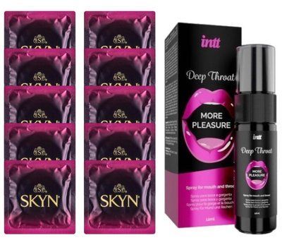 Комплект SKYN Cherry Sunrise 10 шт + INTT Deep Throat Oral Spray (12 мл) SOS13690 фото