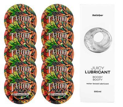 Комплект ONE Tattoo Touch 10 шт. + Лубрикант Satisfyer Juicy Lubricant Boogy Booty (300 мл) SOS12188 фото