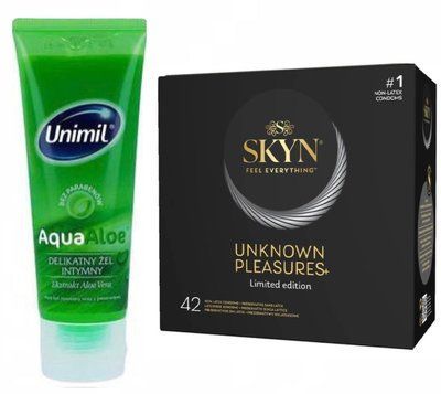 SKYN Unknown Pleasures+ 42 шт + подарок - Лубрикант Unimil Aqua Aloe 80 мл SOS475 фото
