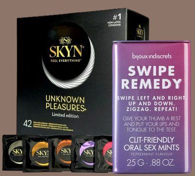 SKYN Pleasures, 42 шт-6 видов + Мятные конфеты Bijoux Indiscrets Swipe Remedy &ndash; clitherapy oral sex mintst SOS5185 фото