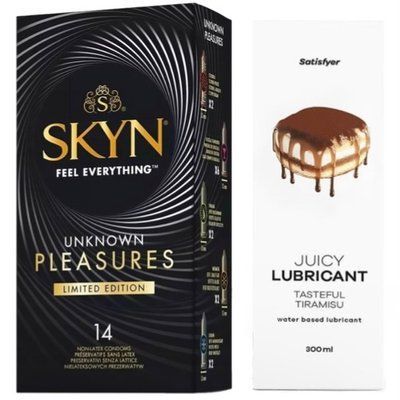 Набор Лубрикант Satisfyer Tasteful Tiramisu 300мл + SKYN Unknown Pleasures 14 шт. SOS12840 фото