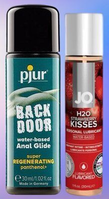 Набір лубрикантів pjur backdoor Regenerating 30 мл + System JO H2O Strawberry Kiss (30 мл) LB529 фото