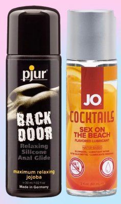 Набір лубрикантів pjur backdoor anal Relaxing jojoba silicone 30 мл + System JO Cocktails S*x on the Beach(60мл) LB728 фото
