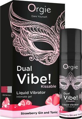 Рідкий вібратор Orgie Dual Vibe! Strawberry Gin & Tonic Kissable Liquid Vibrator, 15 мл ST19 фото