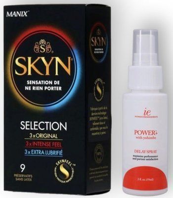 Набор из SKYN Selection (9 шт) + Пролонгатор Doc Johnson Power+ with Yohimbe Delay Spray For Men (59 мл) SOS8870 фото