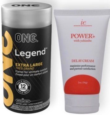 Набор из 12 шт ONE Legend Extra Large + Пролонгатор Doc Johnson Power with Yohimbe Delay Cream For Men, 56г SOS9070 фото