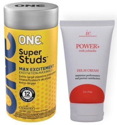 Набор 12 шт ONE Super Studs + Doc Johnson Power + Yohimbe Delay Cream For Men, 56 г SOS9020 фото