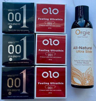 Набір OLO Feeling Ultrathin 001 + OLO збуджуючі 18 штук + Лубрикант ALL-NATURAL Ultra Slide, 150 мл Orgie SOS3772 фото