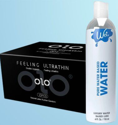 Набір OLO - ультратонкі -001 ( 10 штук) + Лубрикант Wet Pure Water Based (118 мл) SOS4483 фото