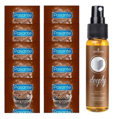 Pasante Chocolate Temptation 10 шт + Sensuva Deeply Love You Chocolate Coconut (29 мл) SOS13992 фото
