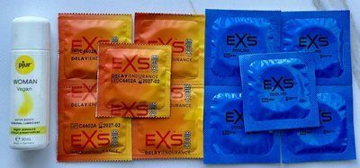 Набір EXS Delay 5 шт + EXS Cooling 5 шт + Лубрикант pjur Woman Vegan 30 мл SOS3522 фото