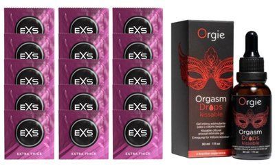 Комплект EXS Extra Thick 15 шт + Orgie Drops Apple & Cinnamon, 30 мл SOS14684 фото