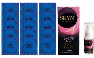 Комплект EXS Cooling 15 шт + SKYN Excite Orgasmic Gel for Her 15 мл SOS14543 фото