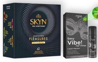 SKYN Pleasures, 42 шт + SEXY VIBE найвищий рівень вібраціі, 15 мл ORGIE SOS6925 фото
