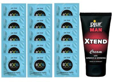 Комплект EXS Air Thin 15 шт+pjur MAN Xtend Cream SOS14775 фото