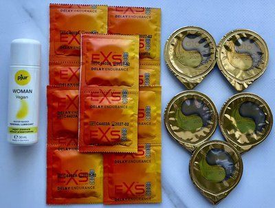Набір EXS Delay 10 шт + OLO Лід і Полум'я 001 5 шт + Лубрикант pjur Woman Vegan 30 мл SOS3472 фото