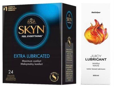 Комплект Лубрикант Satisfyer Warm Wave 300 мл + SKYN Extra Lube 24 шт SOS12741 фото