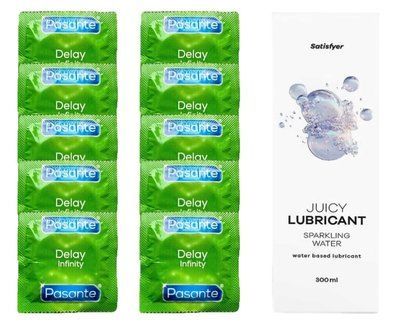 Набір: Pasante Delay Infinity 10 шт. + Лубрикант Satisfyer Sparkling Water 300 мл SOS12039 фото
