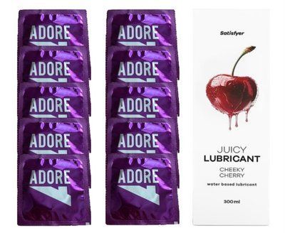 Набір: Pasante Adore 10 шт. + Лубрикант Satisfyer Cheeky Cherry (300 мл) SOS12089 фото