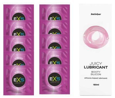 Комплект: EXS EXTRA SAFE 10 шт. + Лубрикант Satisfyer Booty Silicon 150 мл SOS11487 фото