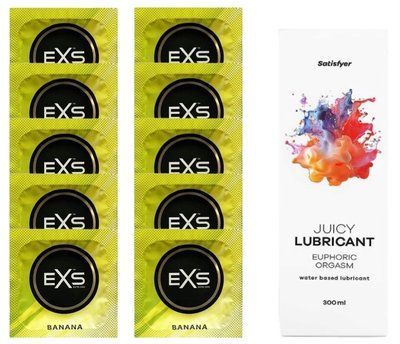 Комплект: з EXS Banana 10 шт + Лубрикант Satisfyer Euphoric Orgasm water based 300 мл SOS11334 фото