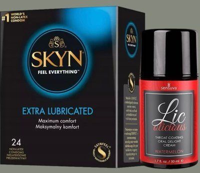 Набір SKYN Extra Lube 10 шт + Гель Sensuva - Lic-o-licious Watermelon (50 мл) SOS5838 фото