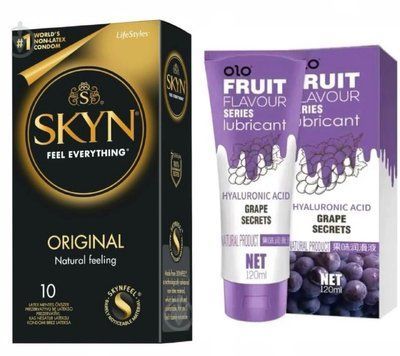 Набір: SKYN Original 10 шт. + Лубрикант SWEET SECRET виноград 120ml OLO SOS11839 фото
