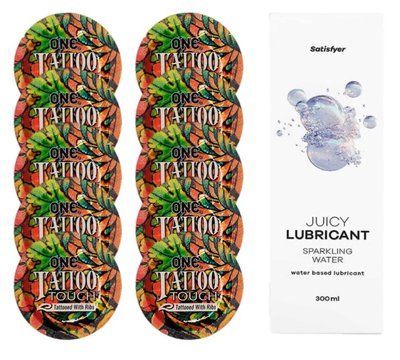 Комплект ONE Tattoo Touch 10 шт. + Лубрикант Satisfyer Juicy Lubricant Sparkling Water (300 мл) SOS12189 фото
